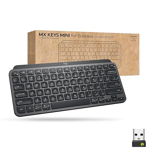 Logitech MX Keys Mini Wireless Illuminated Keyboard for Business, Compact, Logi Bolt Technology, Backlit, Rechargeable, Globally Certified, Windows/Mac/Chrome/Linux - Graphite