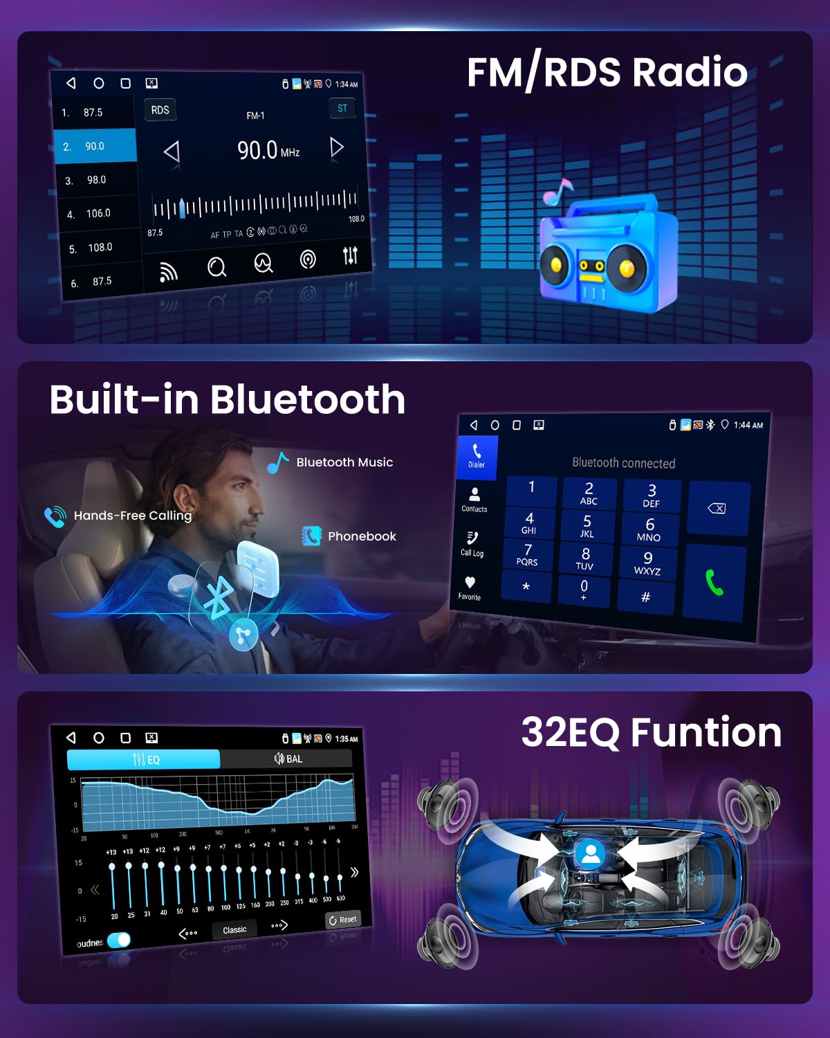 Inefala 4+64G Autoradio per Opel Corsa 2015-2019/Opel Adam 2013-2016 Android 15 con Wireless CarPlay Android Auto, 9'' Schermo per Auto con Bluetooth WIFI GPS FM/RDS 32EQ SWC AHD Telecamera Posteriore