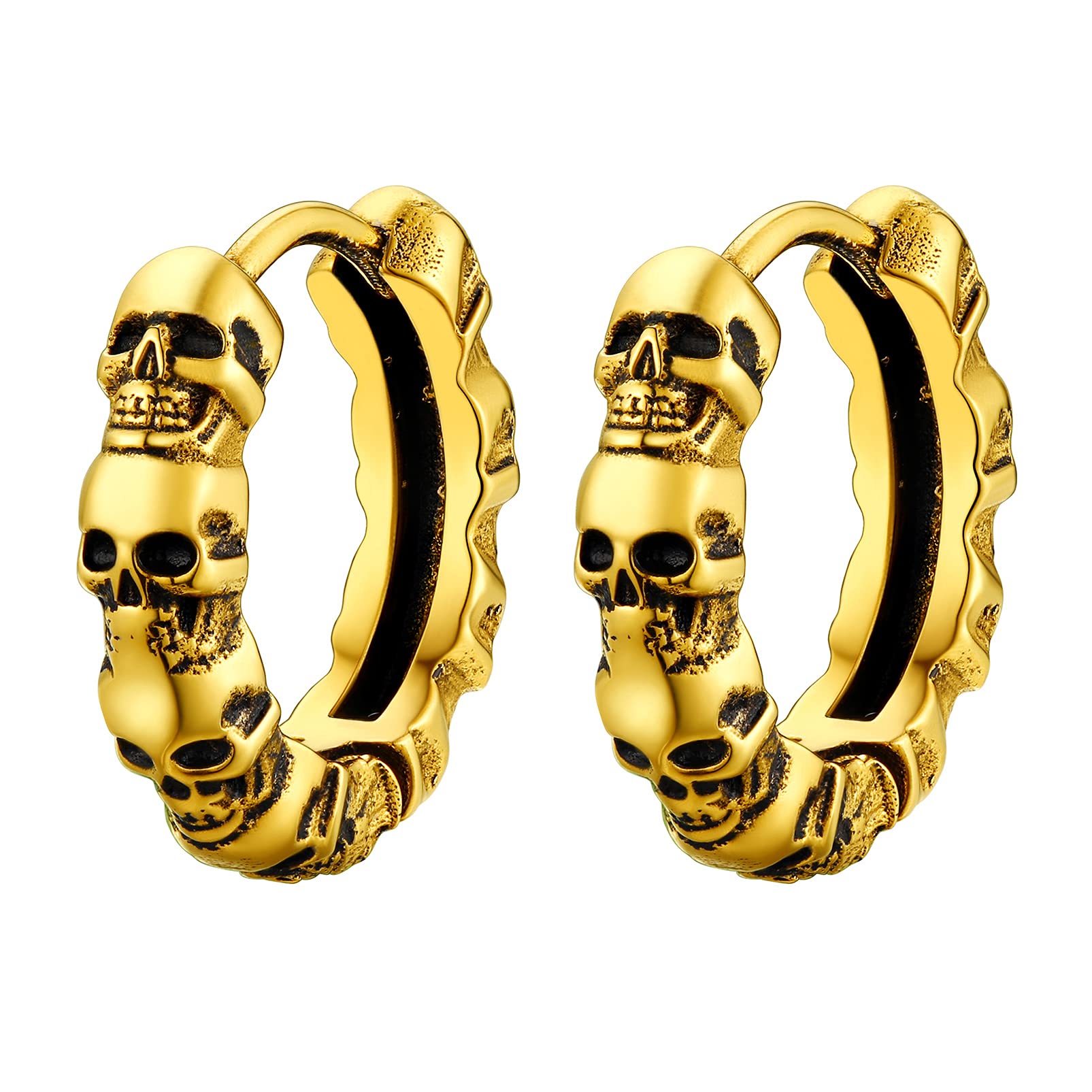 PROSTEEL Orecchini Teschio Donna Uomo Punk in Acciaio Inossidabile 11mm con Confezione Regalo
