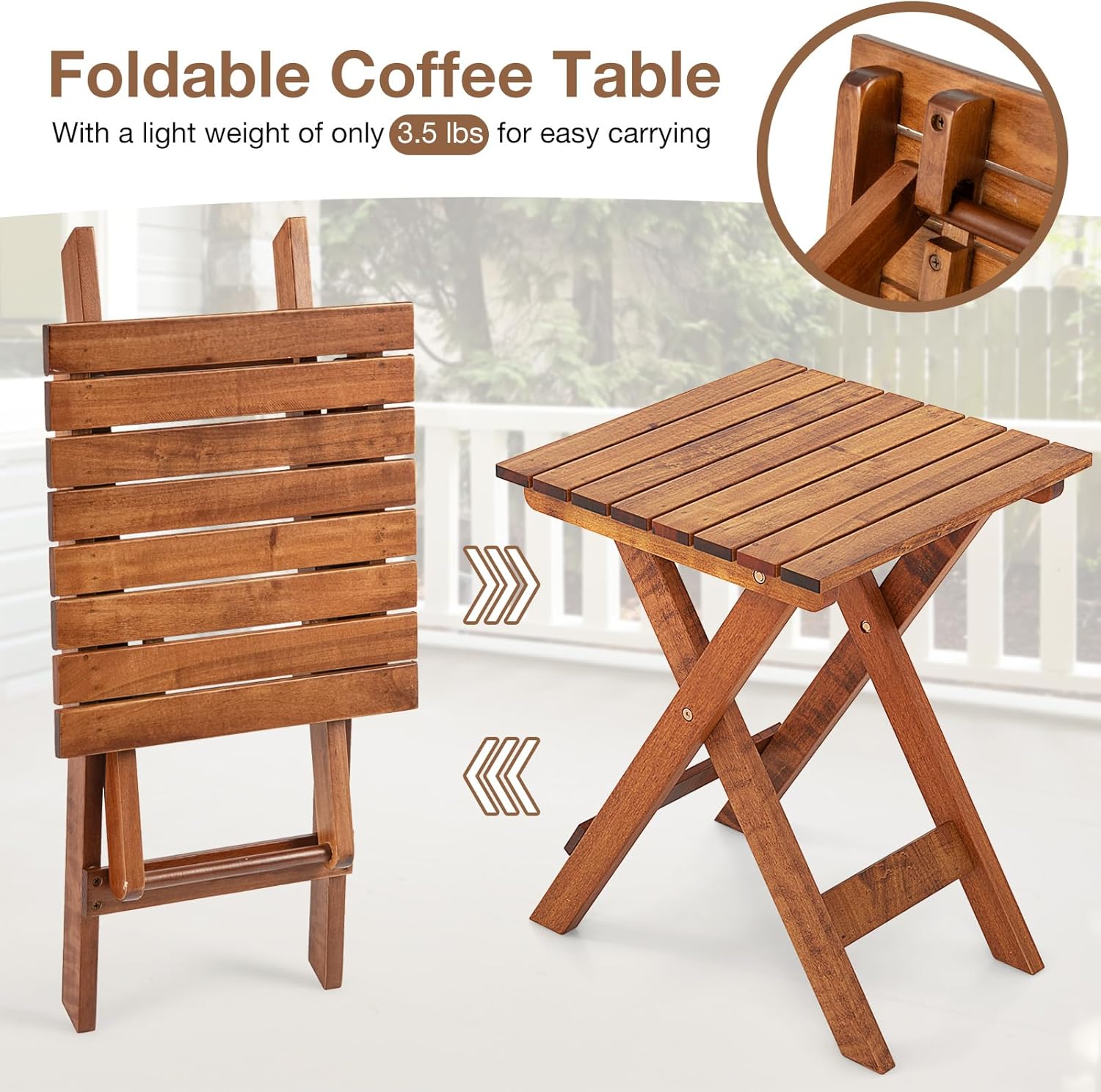 HAPPYGRILL 3 Pieces Poplar Wood Rocking Bistro Set, High Back Rocker Chairs with Folding Coffee Table, Outdoor Patio Conversation Furniture Set for Front Porch, Balcony, Garden & Backyard