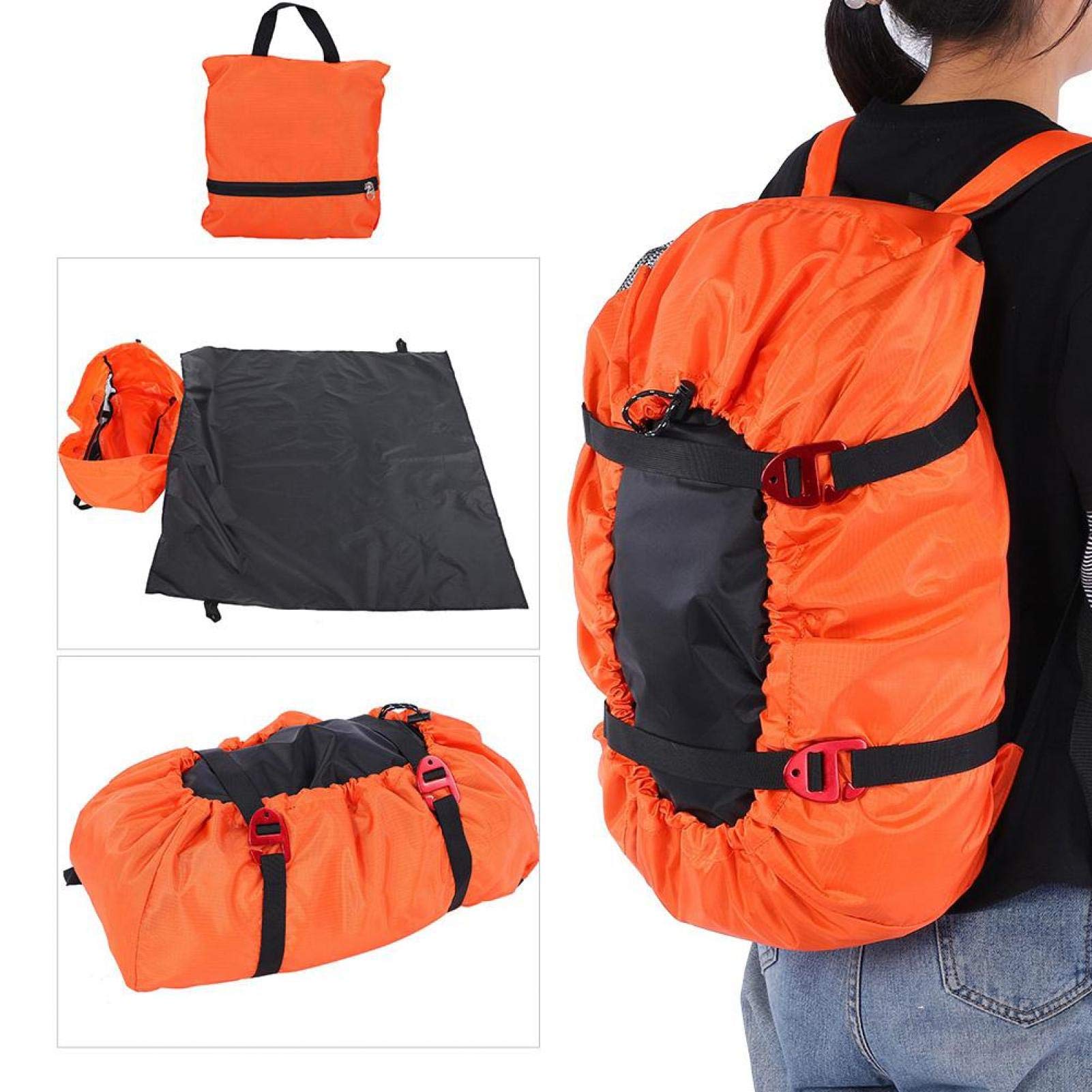 Zaino Portacorda per Arrampicata Pieghevole Borsa da Rock Climbing per Escursioni e Campeggio Zaino da Arrampicata su Roccia Leggero Resistente Arancione