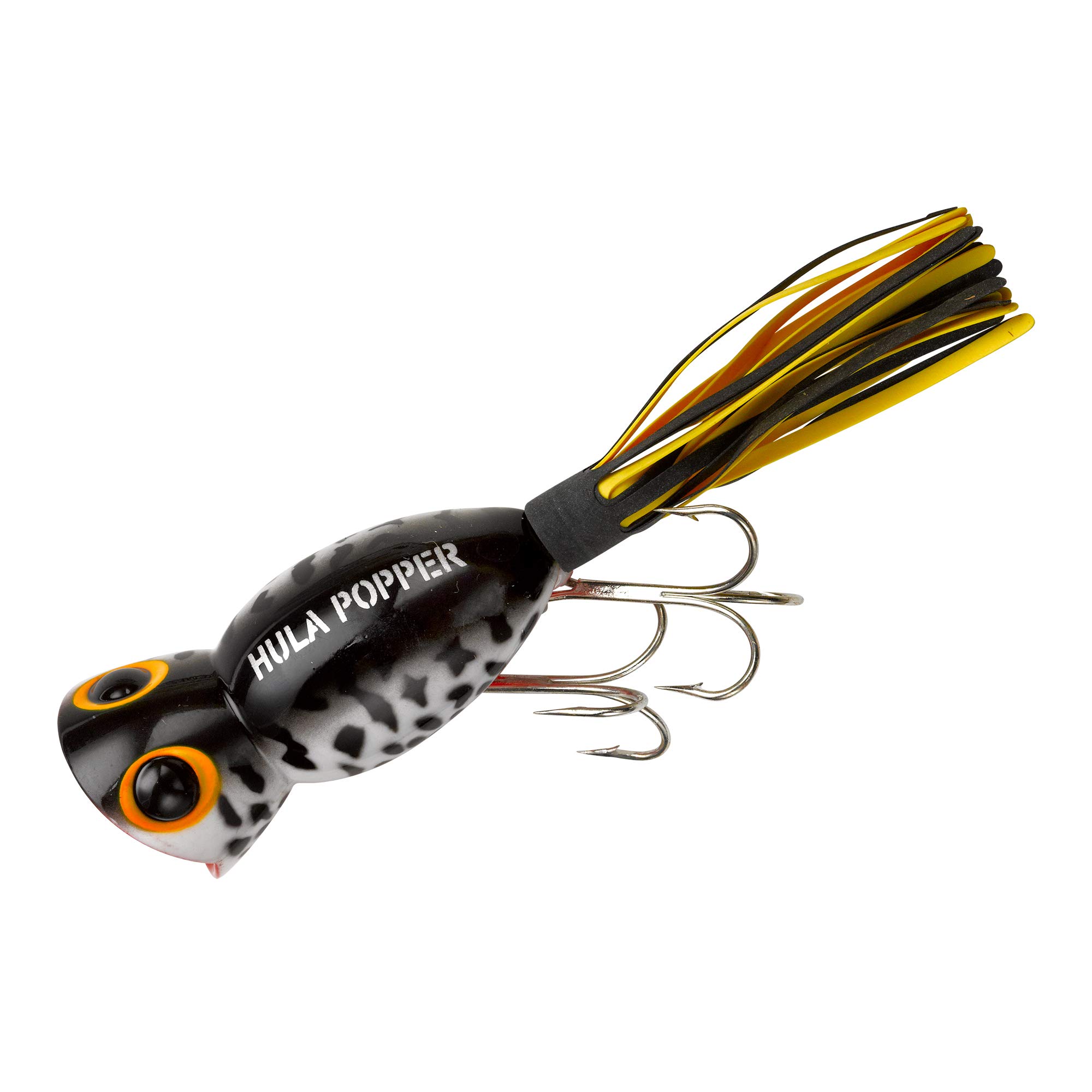 Arbogast Hula Popper - Coach Dog Orange Belly - Yellow/Black Skirt - 2 1/4"