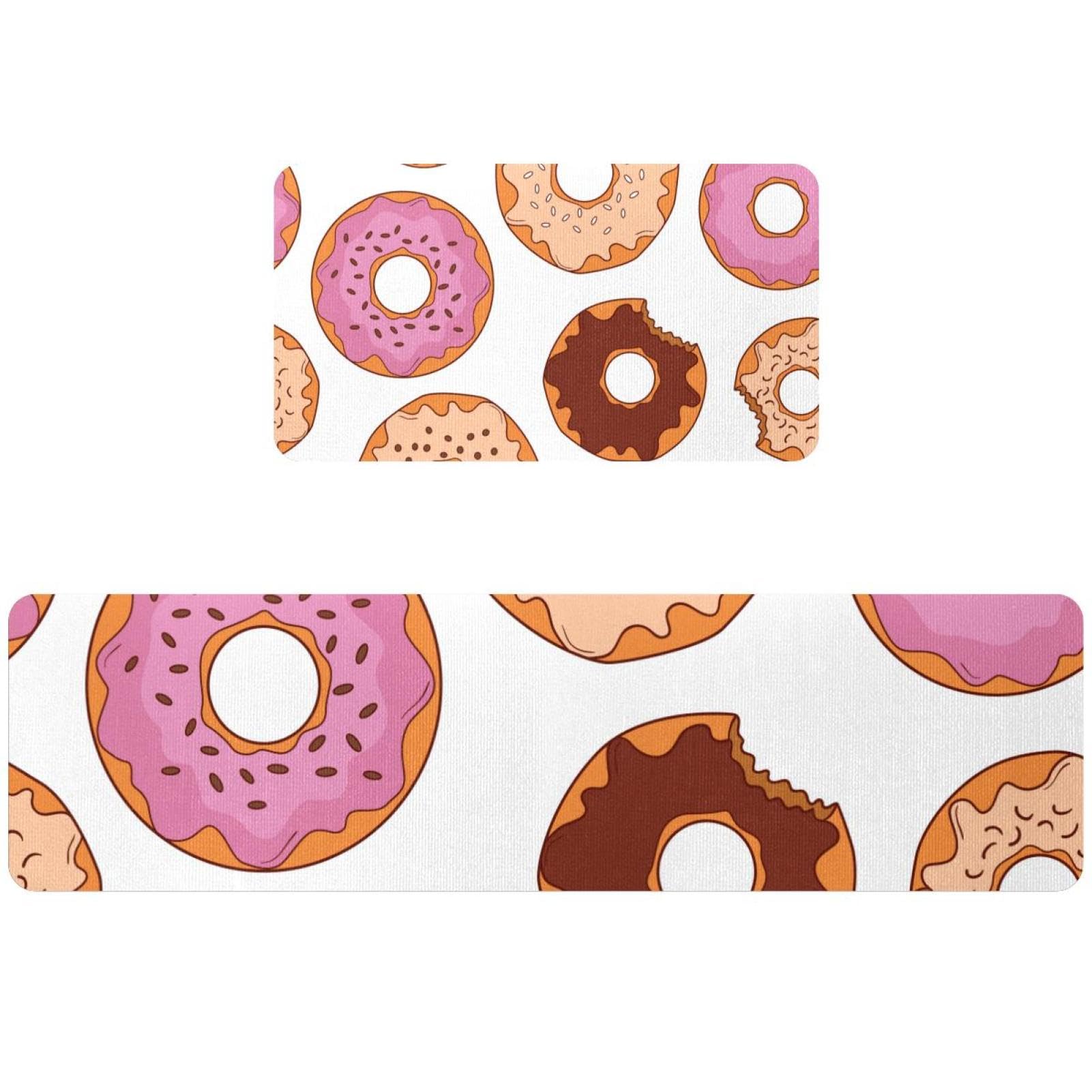Tapis de cuisine antidérapants et absorbants lavables motif beignets lot de 2 pièces