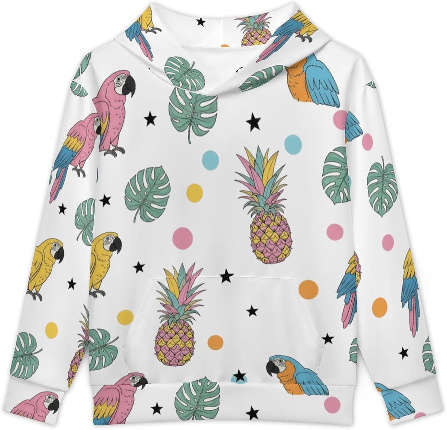 Colorful Parrot Pineapples Hoodies for Teen Girls Youth Long Sleeve Hooded Sweatshirts Pullover Tops Fall Clothes
