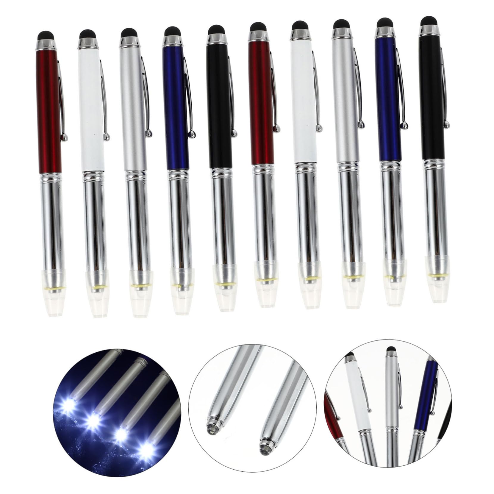 OSALADI 10pezzi Stylus Capacitivo Con Torcia Led Da Metallo Per Tablet e Smartphone Pennini Tattile Per Scrittura Disegno e Gioco Compatibile Con Dispositivi