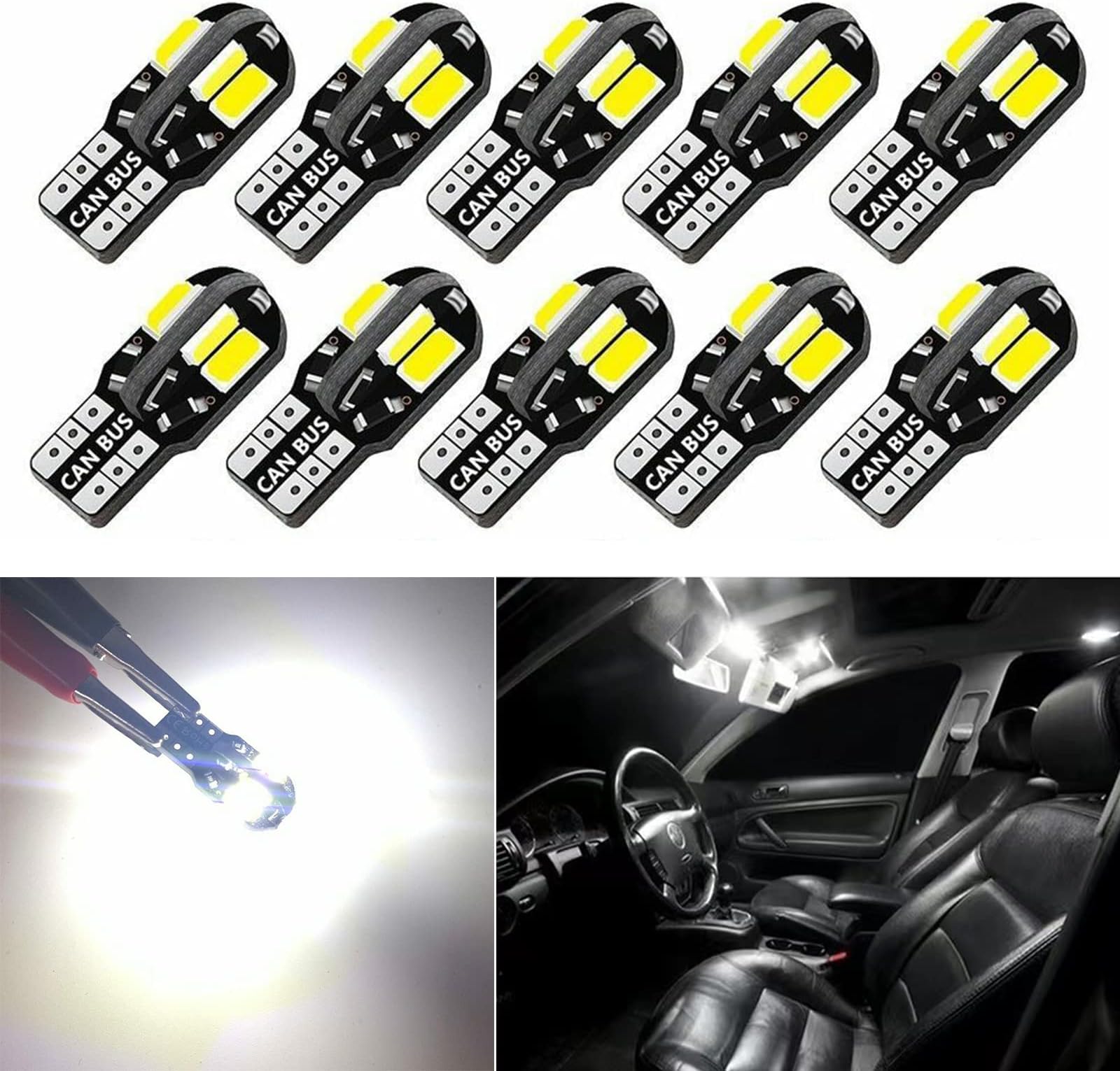 2X LED T10 Remote Control W5W 501 RGB Color Changing Car Wedge Side Light Bulbs