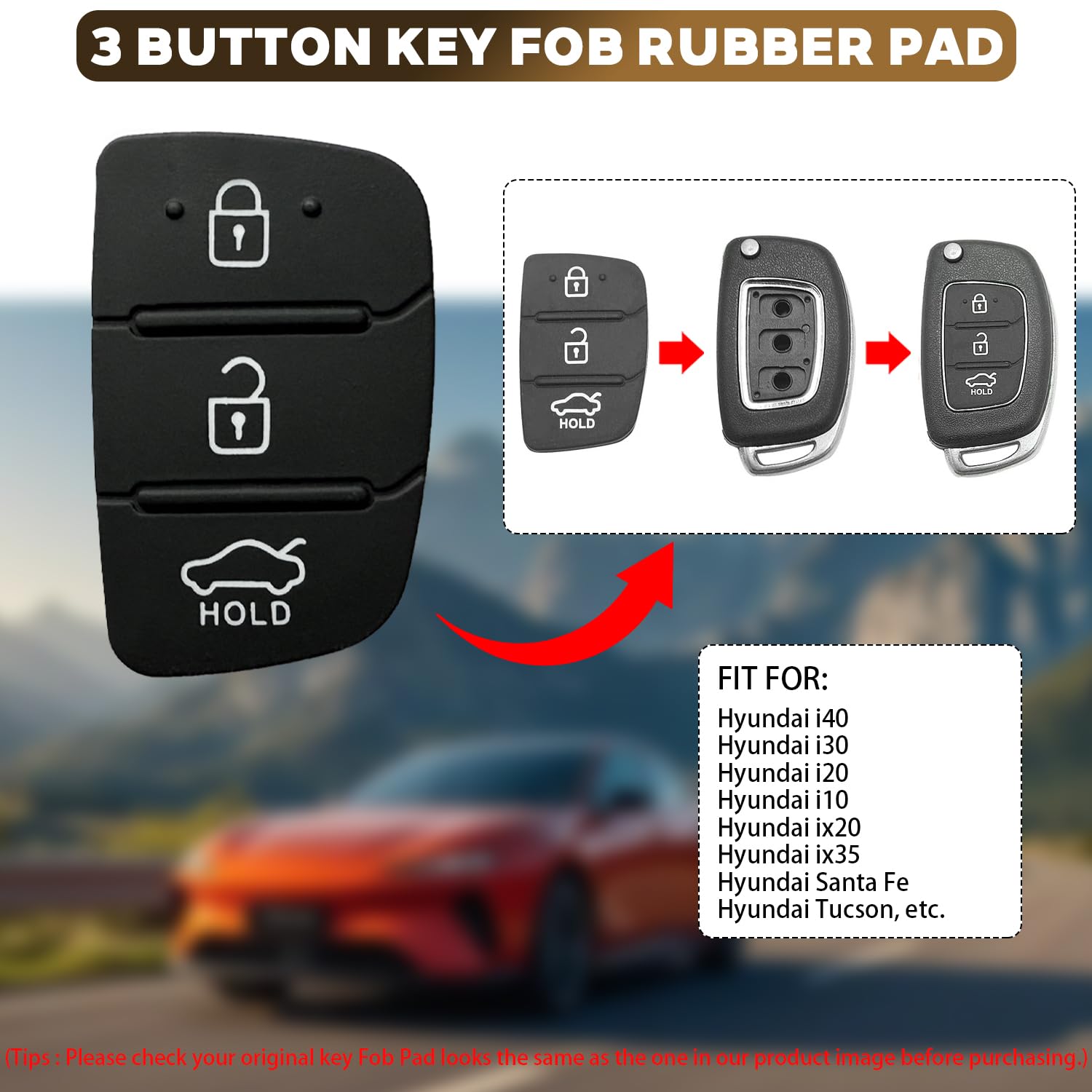 Chiave Guscio Cover 3 Tasti in Gomma Compatibile con Hyundai i40 i30 i20 i10 ix20 ix35 Tucson Santa Fe Elantra Silicone Ricambio Telecomando Custodia Chiave Cover per Auto