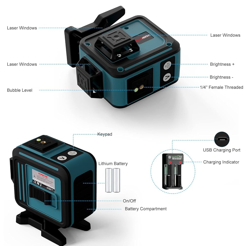 Amazon | HANMATEK レーザー墨出し器 グリーンレーザー水平器 12