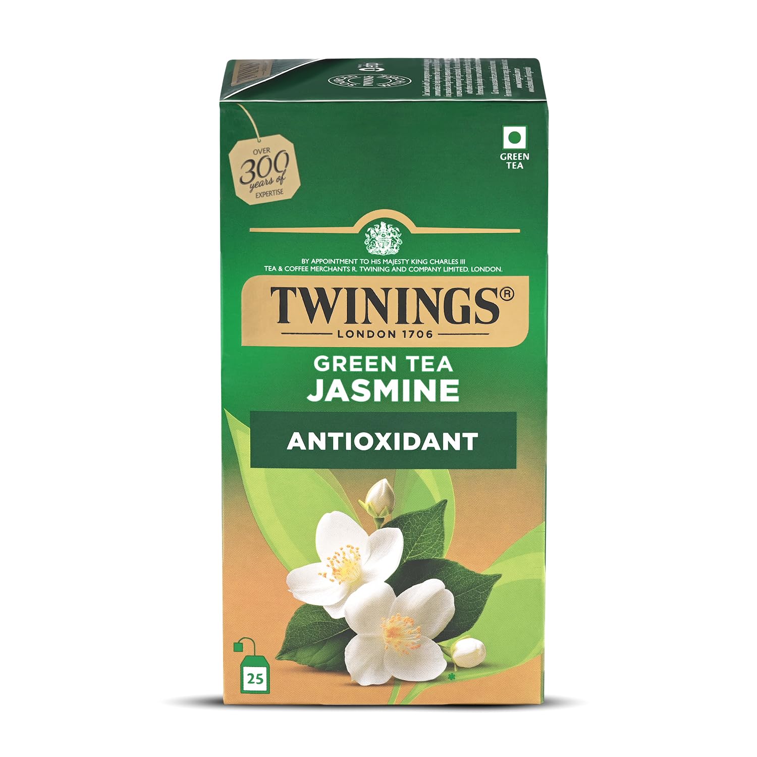 Twinings Green Tea Jasmine, 25 Tea Bags| Pack of 1| Perfectly Balanced & Refreshing Taste| Light, Flowery Aroma| Low Calorie| Handpicked Green Tea Leaves| Enjoy a Hot Cup of Tea-image-1