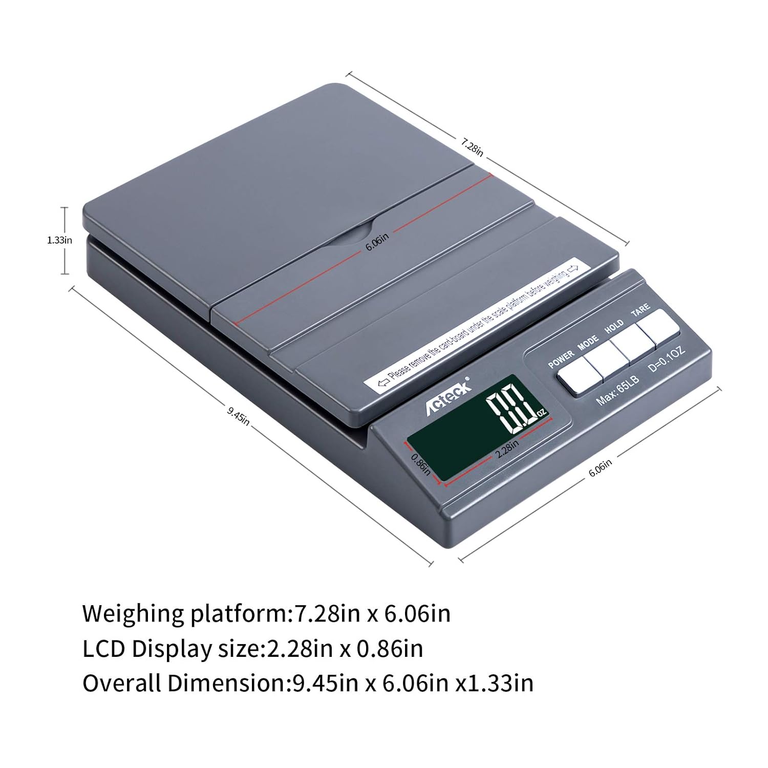 Acteck A-CE65 65LB Digital Shipping Postal Scale with AC Adapter, Gray : Office Products