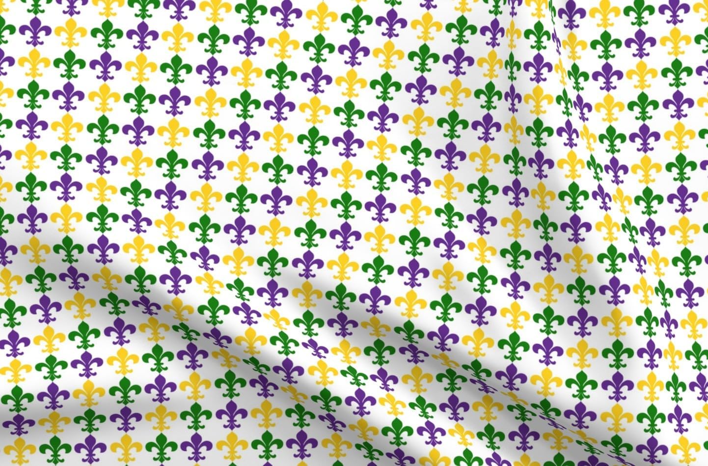 Spoonflower Fabric - Mardi Gras Fleur De Lis Printed on Minky Fabric by The Yard - Sewing Baby Blankets Quilt Backing Plush