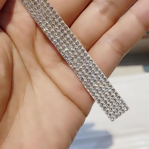 Miniatura 5 de Cinta autoadhesiva de diamantes de imitación de 3 yardas, calcomanía brillante de 0.4 pulgadas con diamantes de imitación con purpurina de 0.118