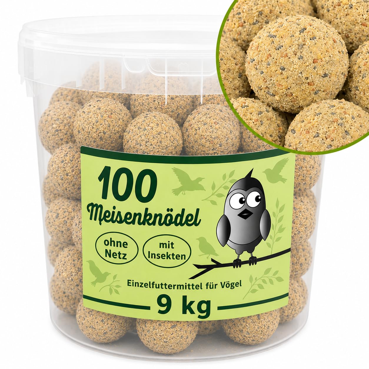 Samore 100 x 90 g Meisenknödel im Eimer für Wildvögel (mit Insekten)