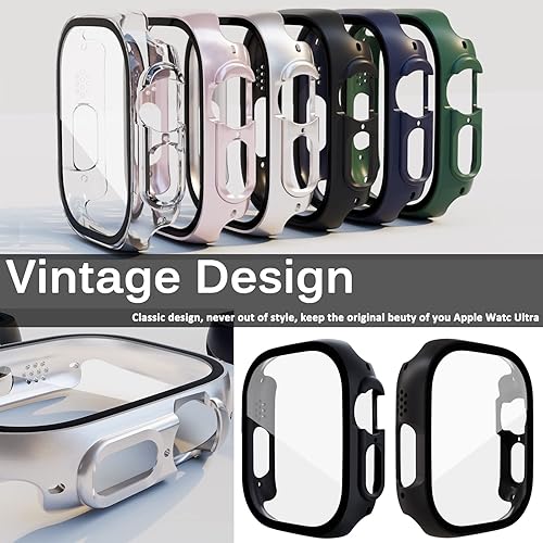 Miniatura 7 de Miimall Funda compatible con Apple Watch Ultra de 1.929in con protector de pantalla de vidrio templado, funda protectora de policarbonato ultrafina,