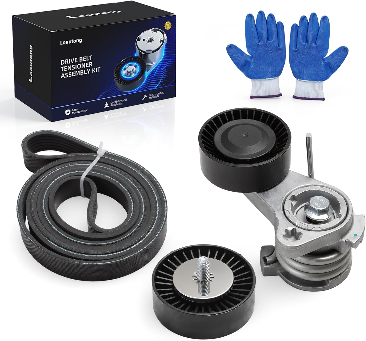 Belt Tensioner Serpentine Belt Idler Pulley Component kit for BMW 128i/325i/325xi/328i/328xi/330i/330xi/525i/525xi/528i/528xi/530i/530xi/X3/X5 L6 3.0L 2006-2013, 39112, 11288624196, 36369