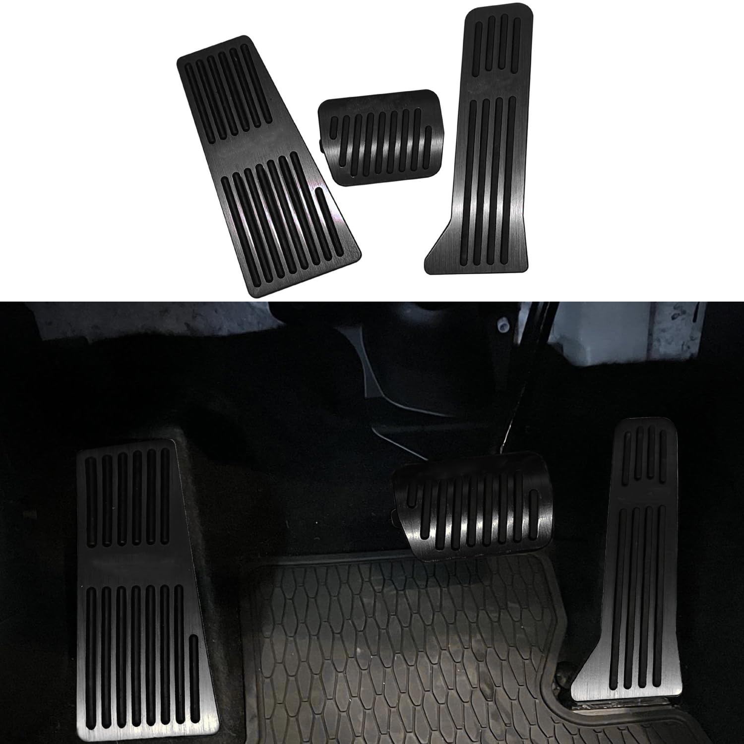 Xhfarce for Mazda 2 3 6 CX-3 CX-5 CX-9 3PCS Antislip Aluminum Alloy Brake and Accelerator Pedal Covers Pad No Drilling Aluminum Alloy Anti-Slip Gas