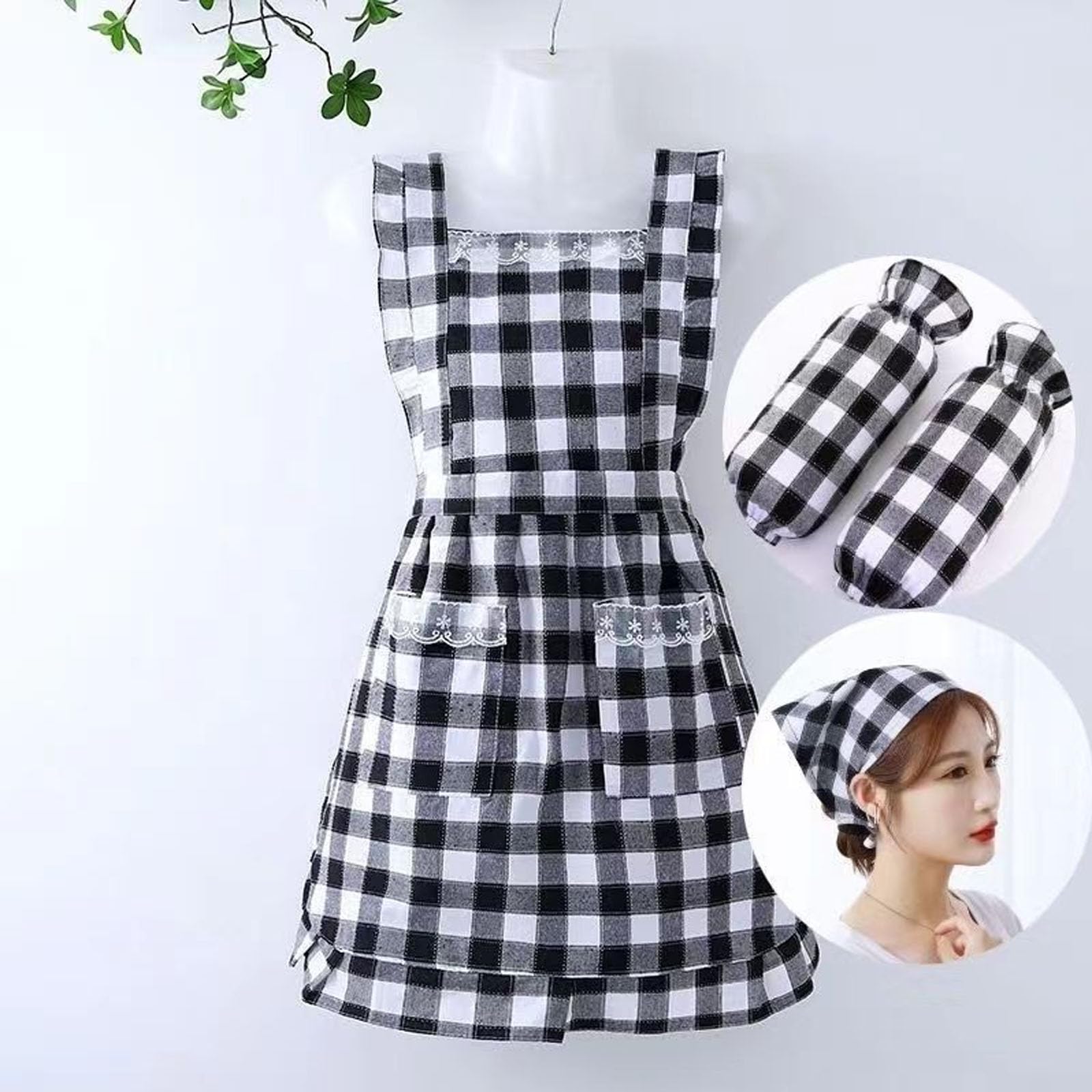 Adjustable Bib Apron with 2 Pockets Cooking Kitchen Accessories Chef Aprons for Women Men Cleaning Catering Chef Kitchen Aprons Unisex Pinafore - Image 3