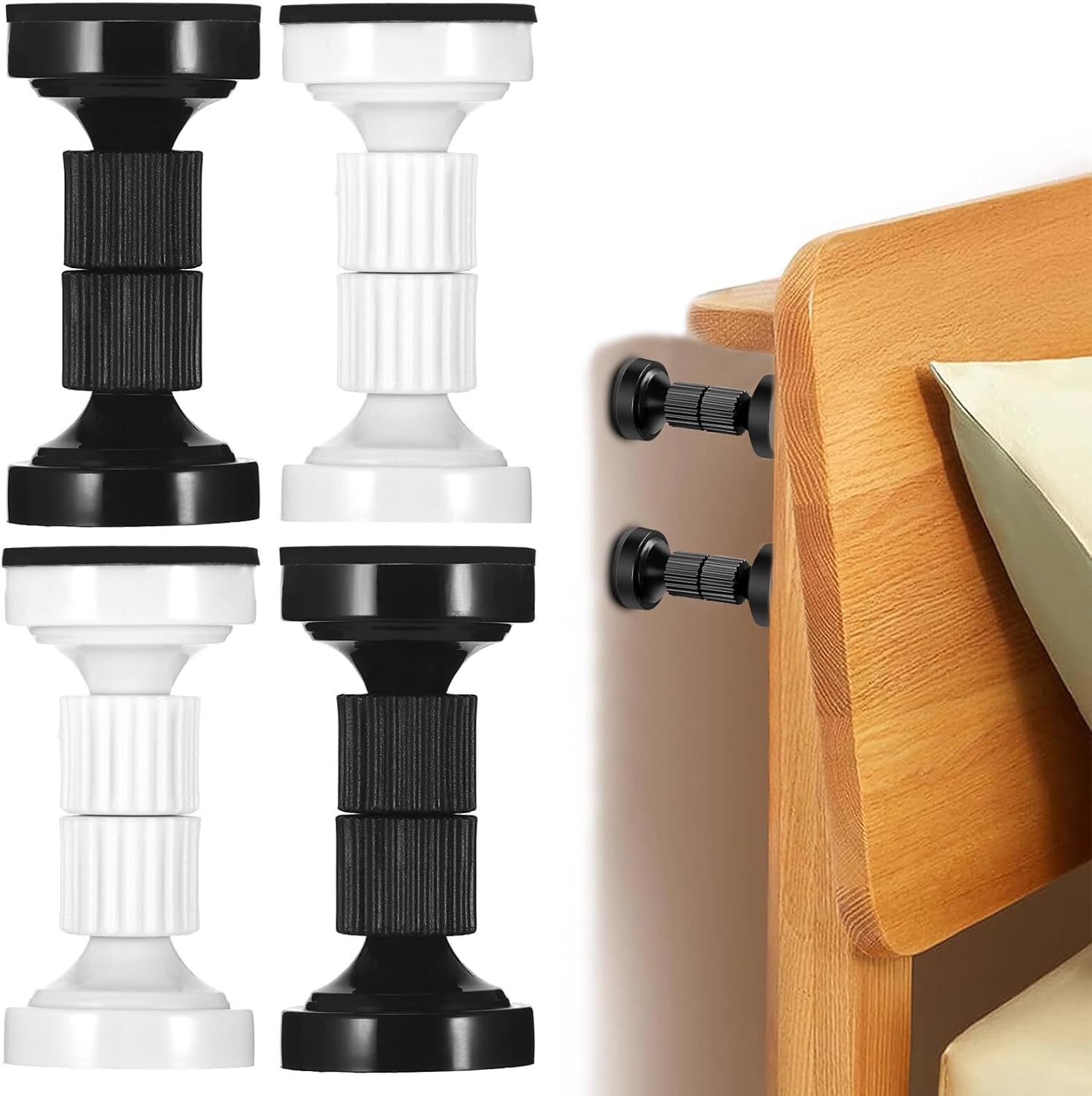 OUZHOU Headboard Stoppers, 4 Pcs Adjustable Threaded Bed Frame Anti