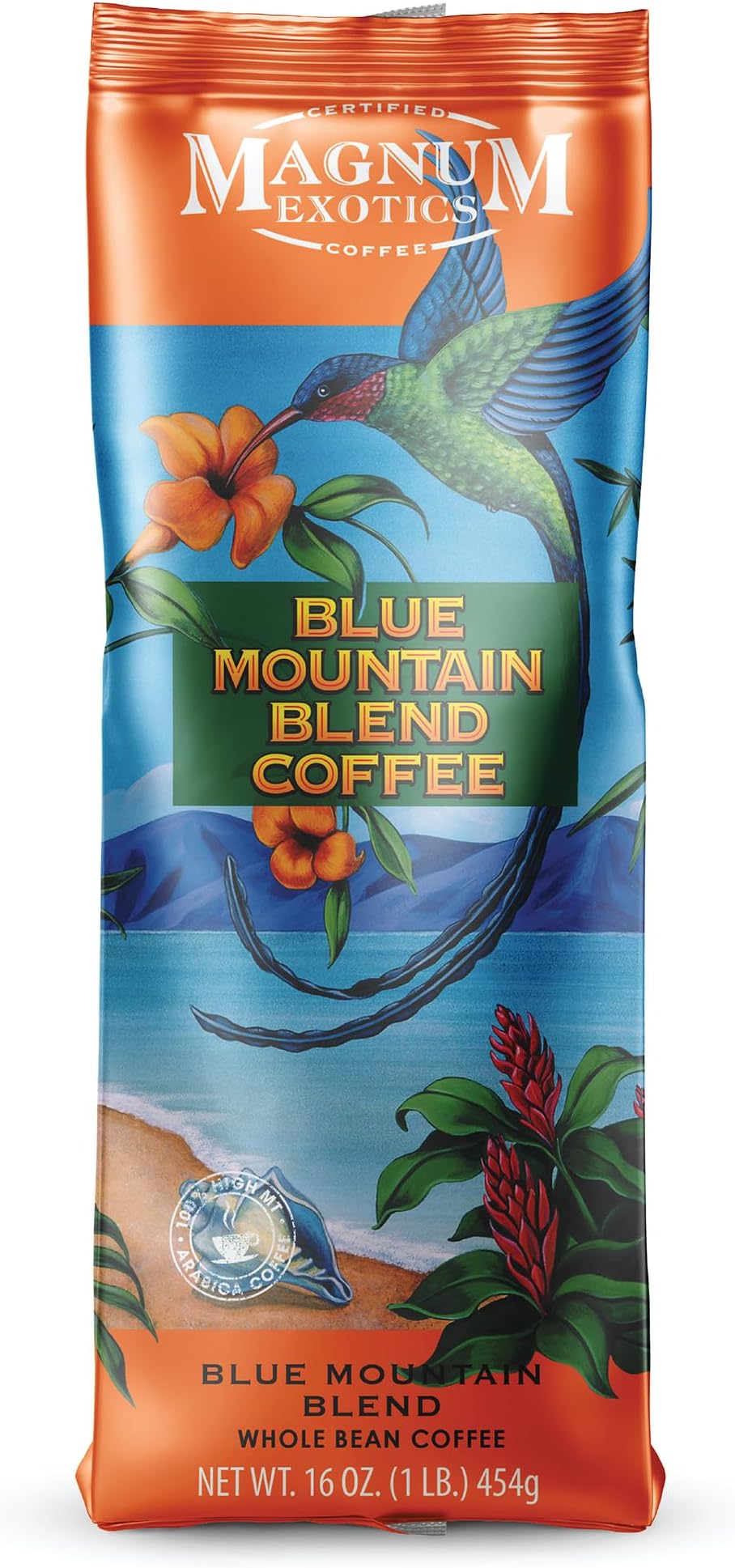 Coffee, Blue Mountain Blend - Light-Medium Roast, Whole Bean, Made from 100% Arabica Beans, Rich & Smooth Flavor, Fresh Roast - Blue Mountain Blend, 1 Lb (Pack of 1)