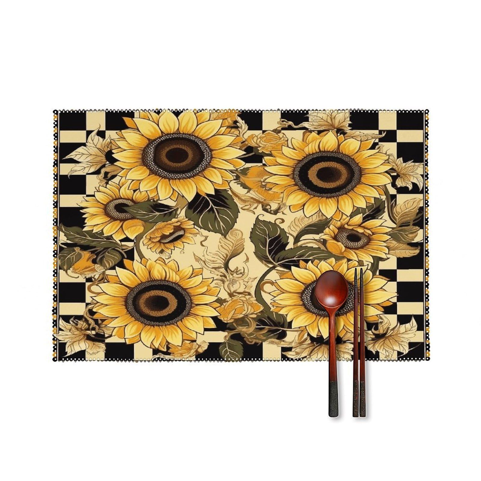 Fodpand Style Flowers In Border Placemats Set Of 4 Place Mats Table Mats