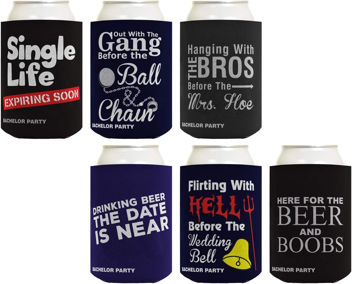 Funny Beer Coolie Bachelor Party Coolie Gift Bundle Gag Gift Wedding Party 6-pack Drink Can Coolers Party Pack