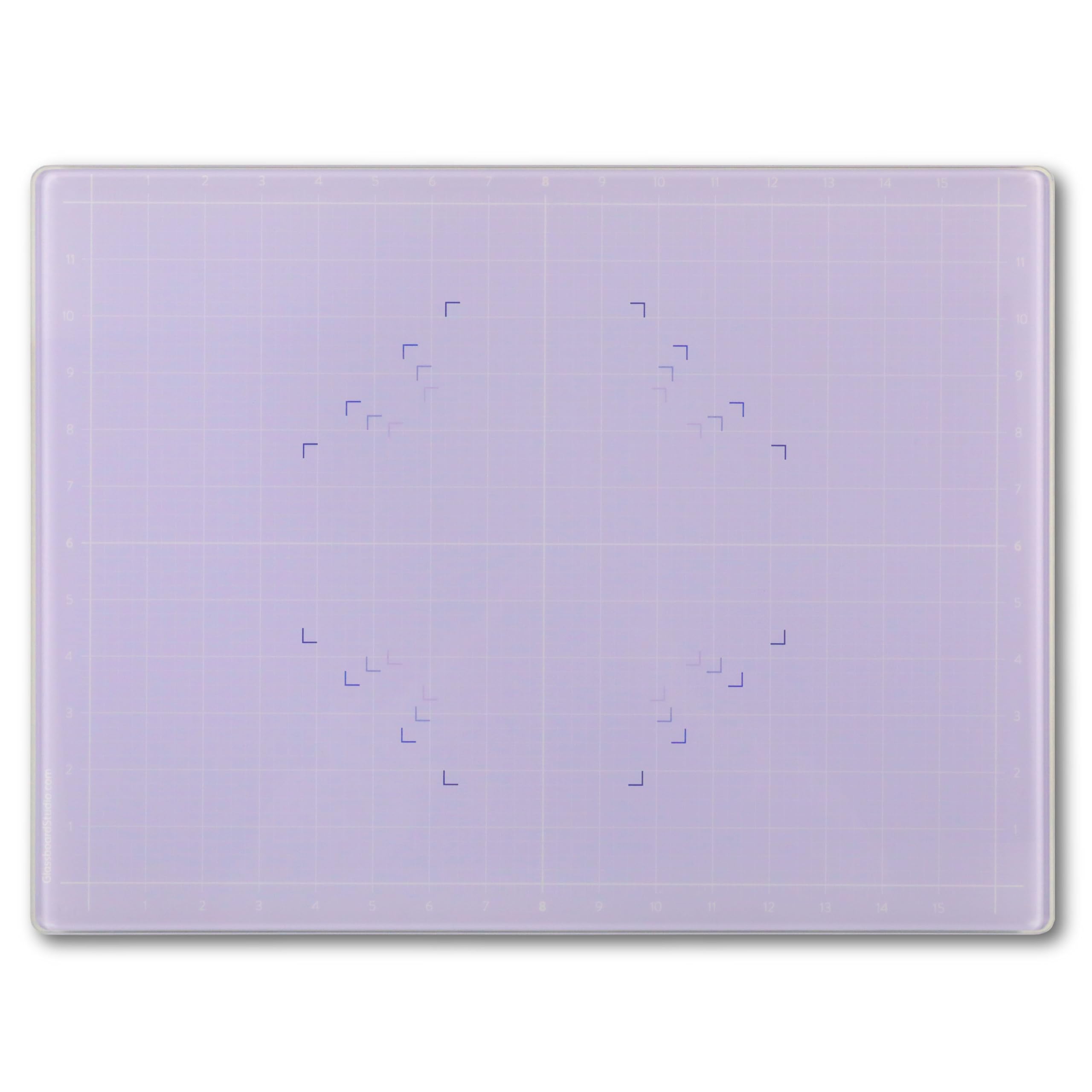 GLASSBOARD STUDIO Glass Craft Mat - Magnetic, Heat & Scratch Resistant - For Crafting, Cutting, Painting, Mixed Media Artwork - Grid Lines, Non-Slip Rubber Feet (Meadow Lilac 13.5"L x 18"W)