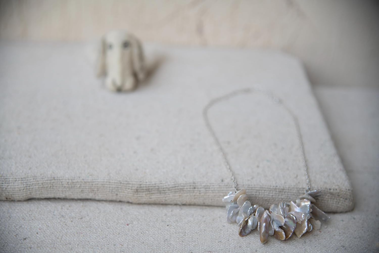 DeKulture Handmade Natural Biwa Pearl Silver Plated Brass Chain Necklace Jewelry For Women Gift