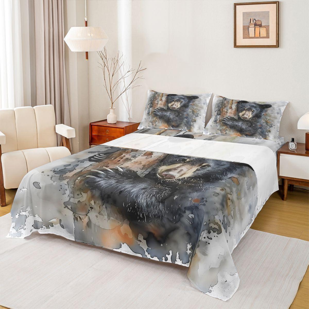 Loussiesd Komplet pościeli Black Bear King Size