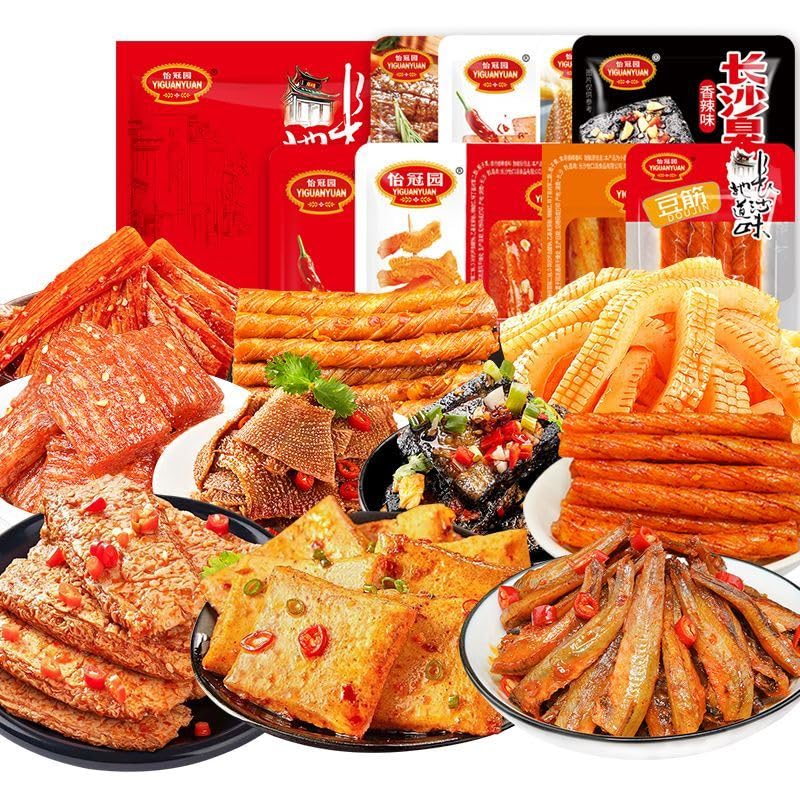10 types of spicy snack gift packs 38 packs,Delicious Spicy Bar Gift Pack，spicy big gluten,Chinese Snacks,Spicy strips，konjac refreshing，latiao,dried tofu (76 packs (10 types of spicy strips))