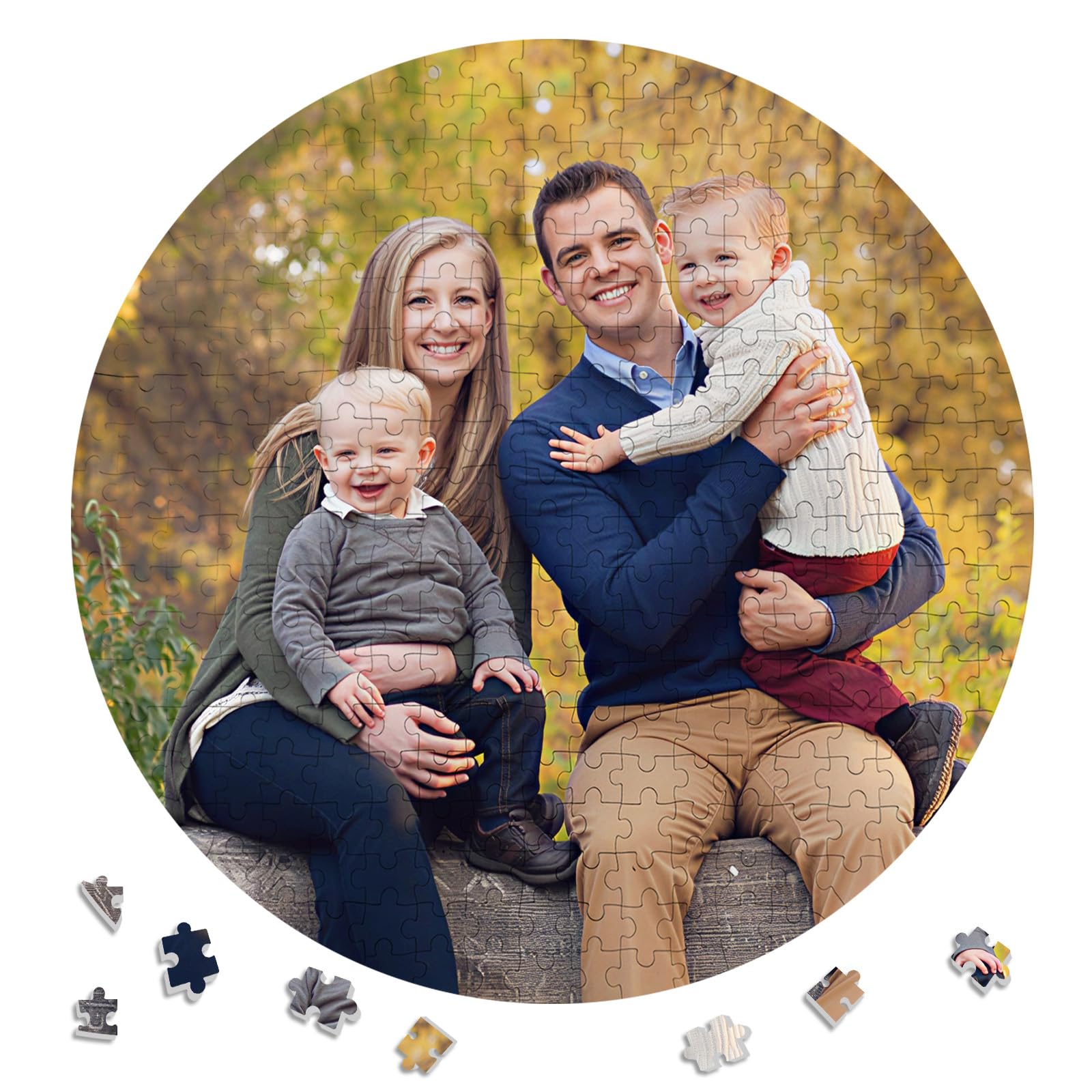 Personalised Jigsaw Puzzles for Adults 312 Pieces,Round Wooden Custom Puzzle with Your Phtoto,Birthday Gifts for Mom Dad,Personalised Puzzles Gifts for Family,Friend,Pet,Wedding,Graduation Gift — image 1