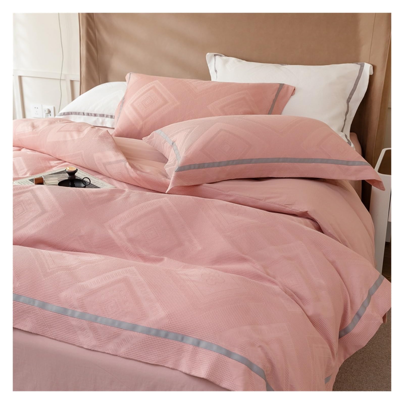 Housse de couette avec fermeture éclair fini les couettes qui glissent parure rose bohémien