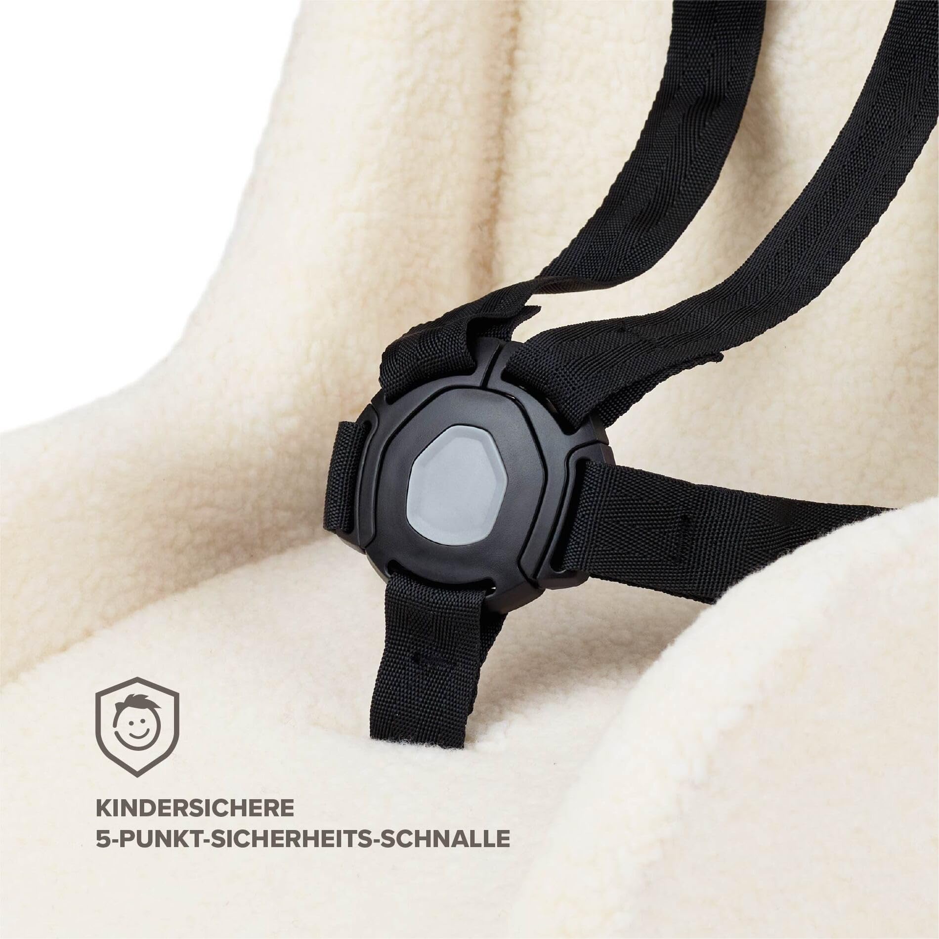 POLISPORT Mini Pelican Fleece Babysitzverkleinerer 5-Punkt-Gurt für Anhänger Kinderwagen Weiß
