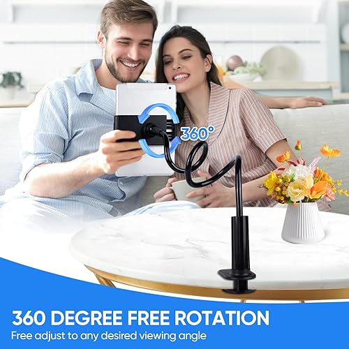 Miniatura 3 de Lazy Bracket Soporte para tableta de cuello de cisne para cama, soporte ajustable de brazo largo flexible de 360 grados para soporte de teléfono de