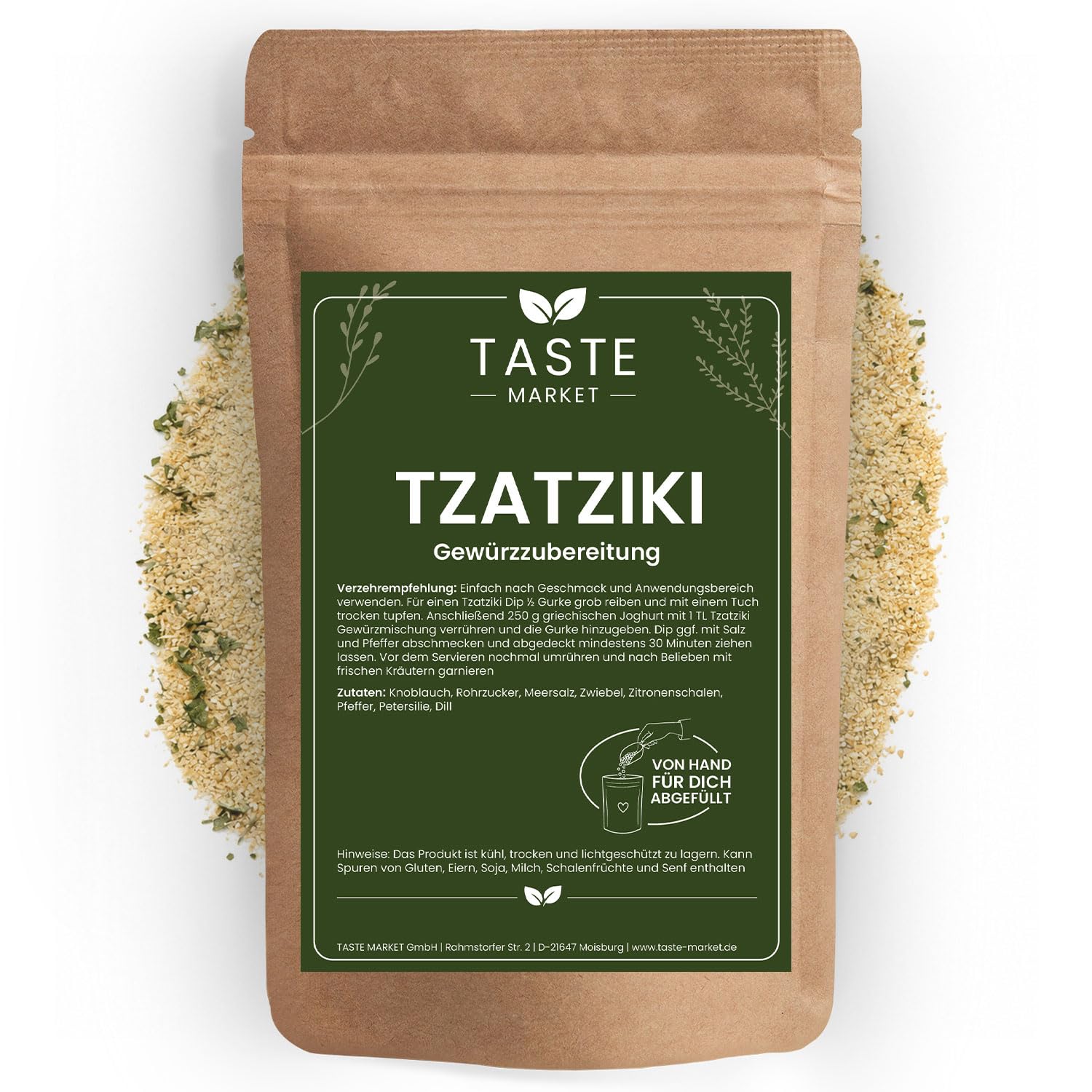 10 kg Tzatziki Gewürz | griechische Gewürzmischung für Joghurt & Quark | ohne Zusätze | Taste Market