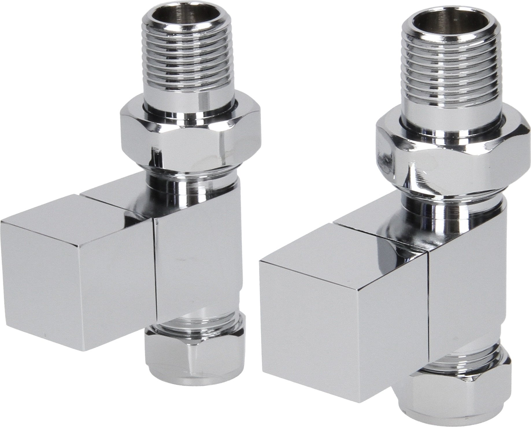 Duratherm Straight Modern Cube Polished Chrome Radiator Valves (Pair) Cube-Str