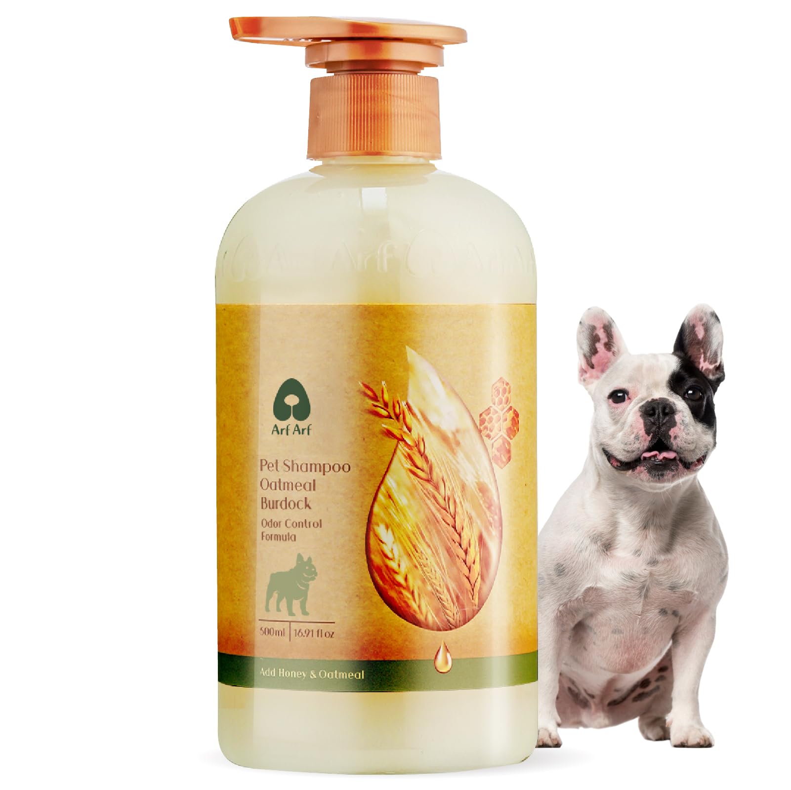 Arf Arf Odor Control Dog Shampoo with Burdock & Oatmeal - German Formula Sebum Regulator for Smelly Bulldogs & Seniors - Long-Lasting Deodorizer for