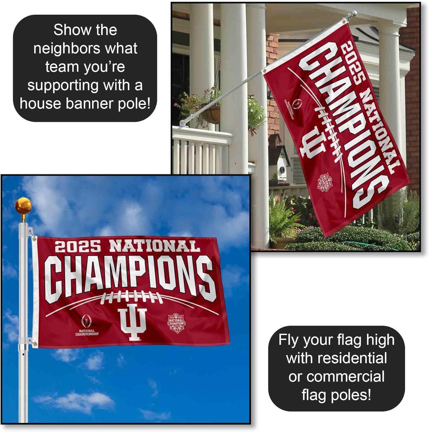 Indiana Hoosiers National Champions 2025 3x5 Grommet Flag - Image 3