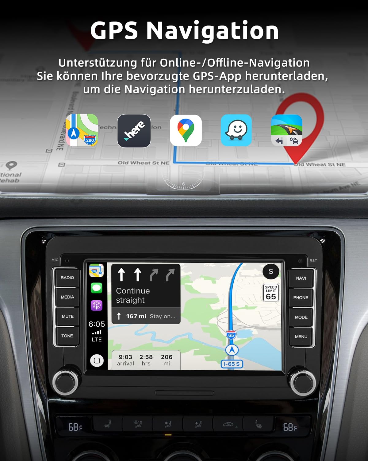 ESSGOO 4+64G Android 15 Wireless CarPlay Android Auto Autoradio Für VW Golf MK5 MK6 Polo Caddy Passat Seat RCD330 RCD360,Bluetooth Radio mit 7 Zoll Touch Screen FM RDS GPS Navi WiFi + AHD Kamera