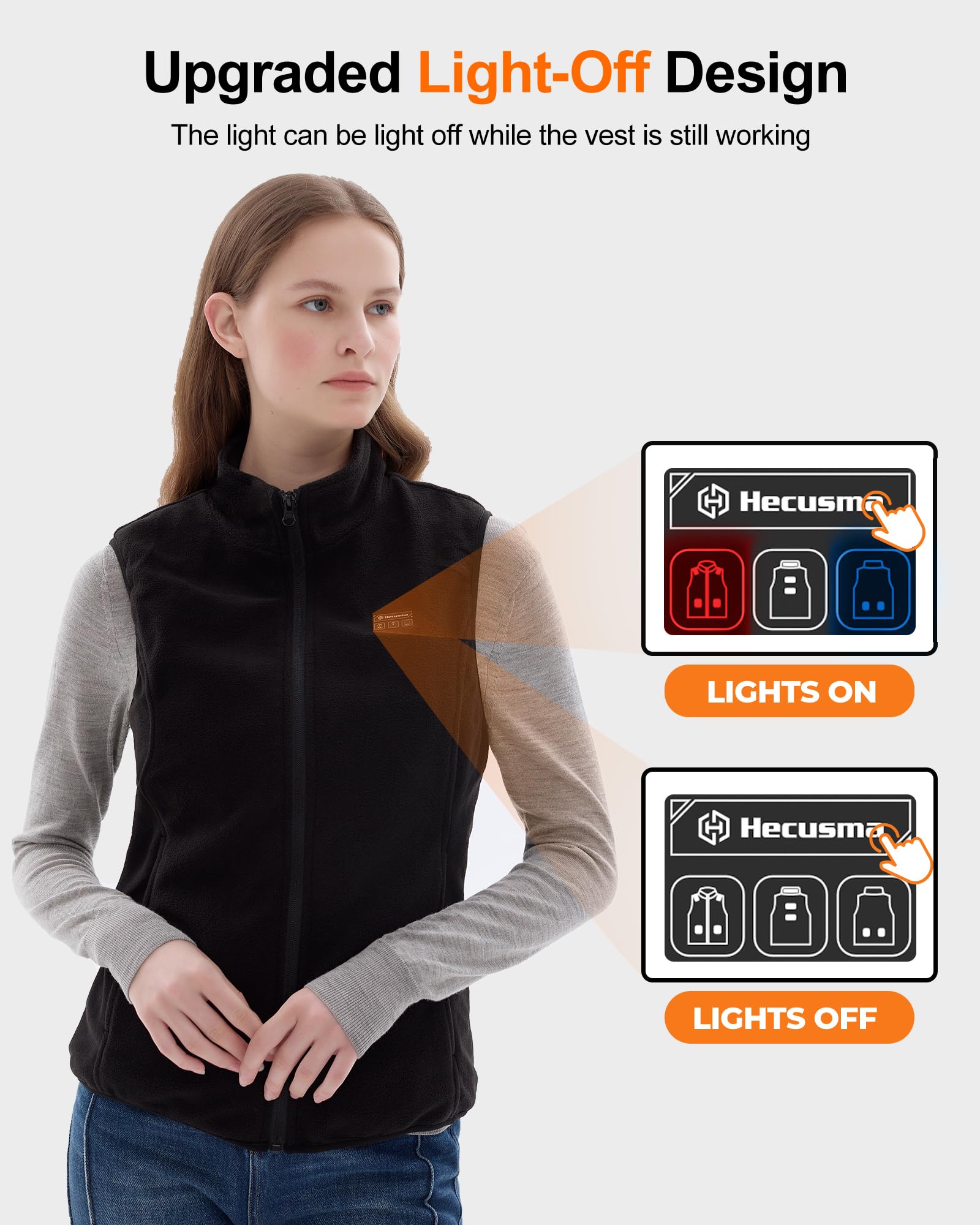 Hecusma Pile Gilet Riscaldato Donna con 16000mAh 7.4V Batteria Inclusa, Gilet Donna Riscaldato, Gilet Riscaldato in Pile per Caccia, Sci e Motociclismo all'Aperto