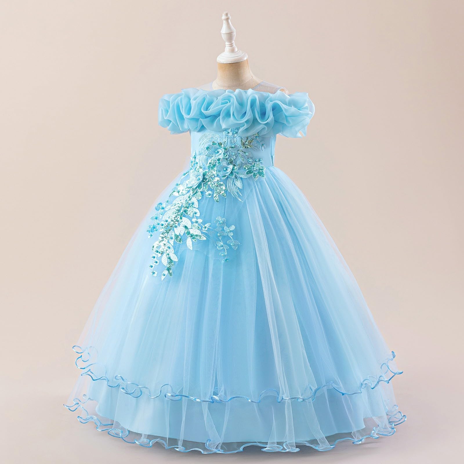 Generico Vestito Bambina Elegante Comunione Cerimonia Senza Maniche Abito Estivo Bambina Morbidi Leggeri Festa Sera Casual Spiaggia Vacanza Ragazza Dress