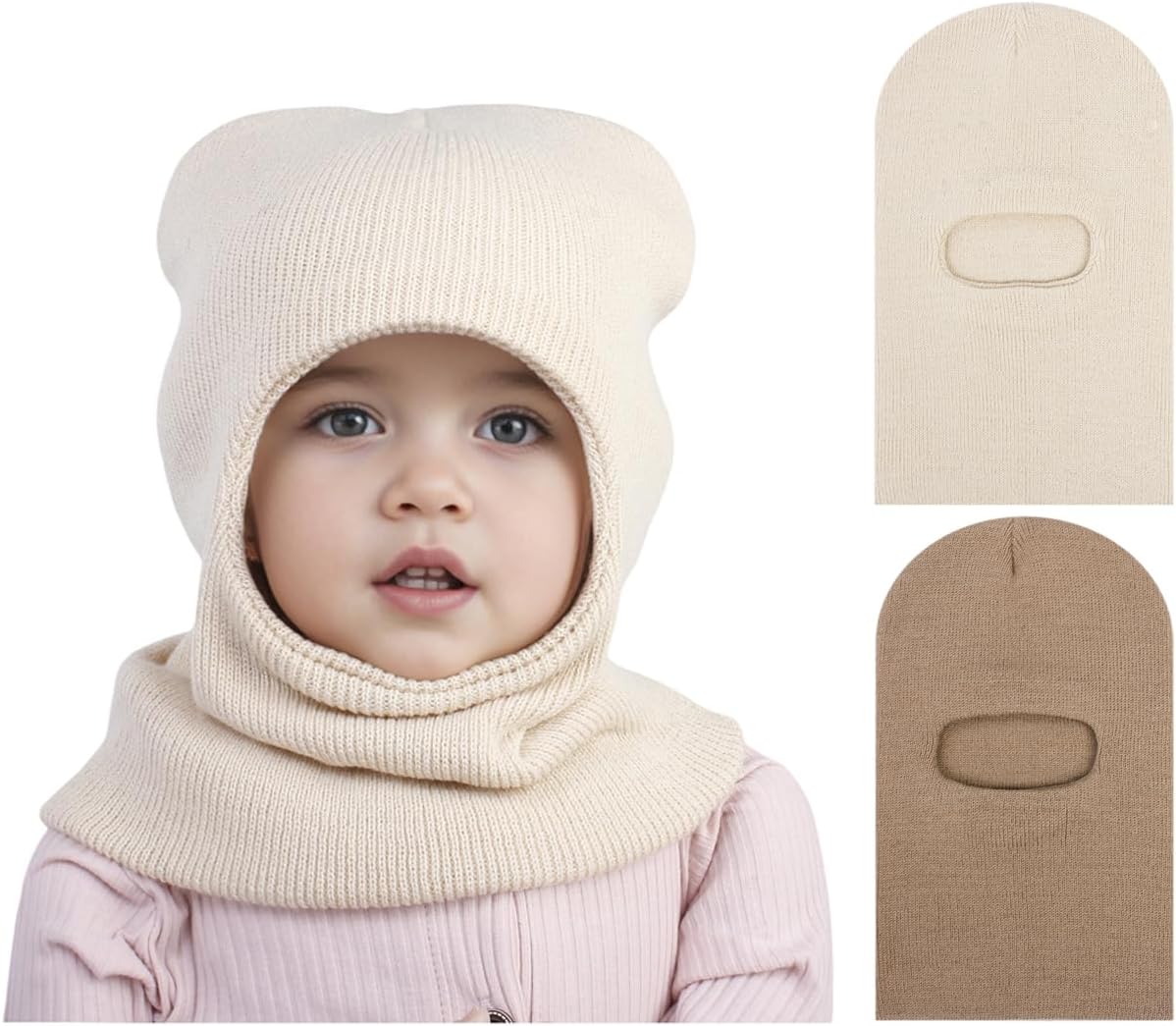 YATEEN Baby Winter Hat Scarf Set Kids Warm Windproof Knit Hood Fleece Hat