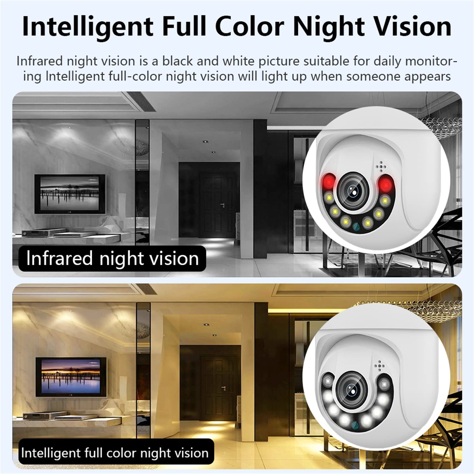 5MP E27 Ampoule Caméra De Surveillance Alexa Étanche Extérieur WIFI IP Caméra CCTV Suivi Automatique Couleur Vision Nocturne Conversation Bidirectionnelle Alarme De Mouvement PTZ,Add 64g card
