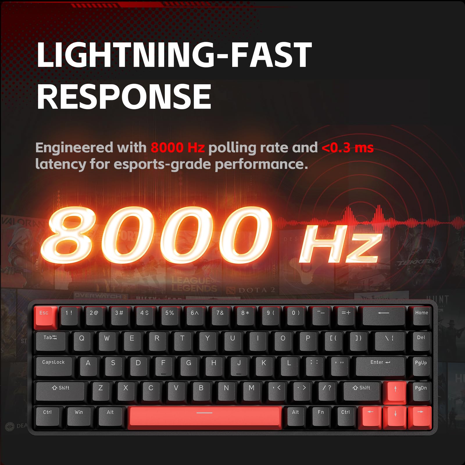 TMKB T68 Tastatura Meccanica Gaming Rapid Trigger con Interruttori Magnetici,Retroilluminazione RGB, Cablata Type-C,Compatta 68 Tasti,Anti-Ghosting,Compatibile con Windows/Mac/Linux,US Layout,Nero