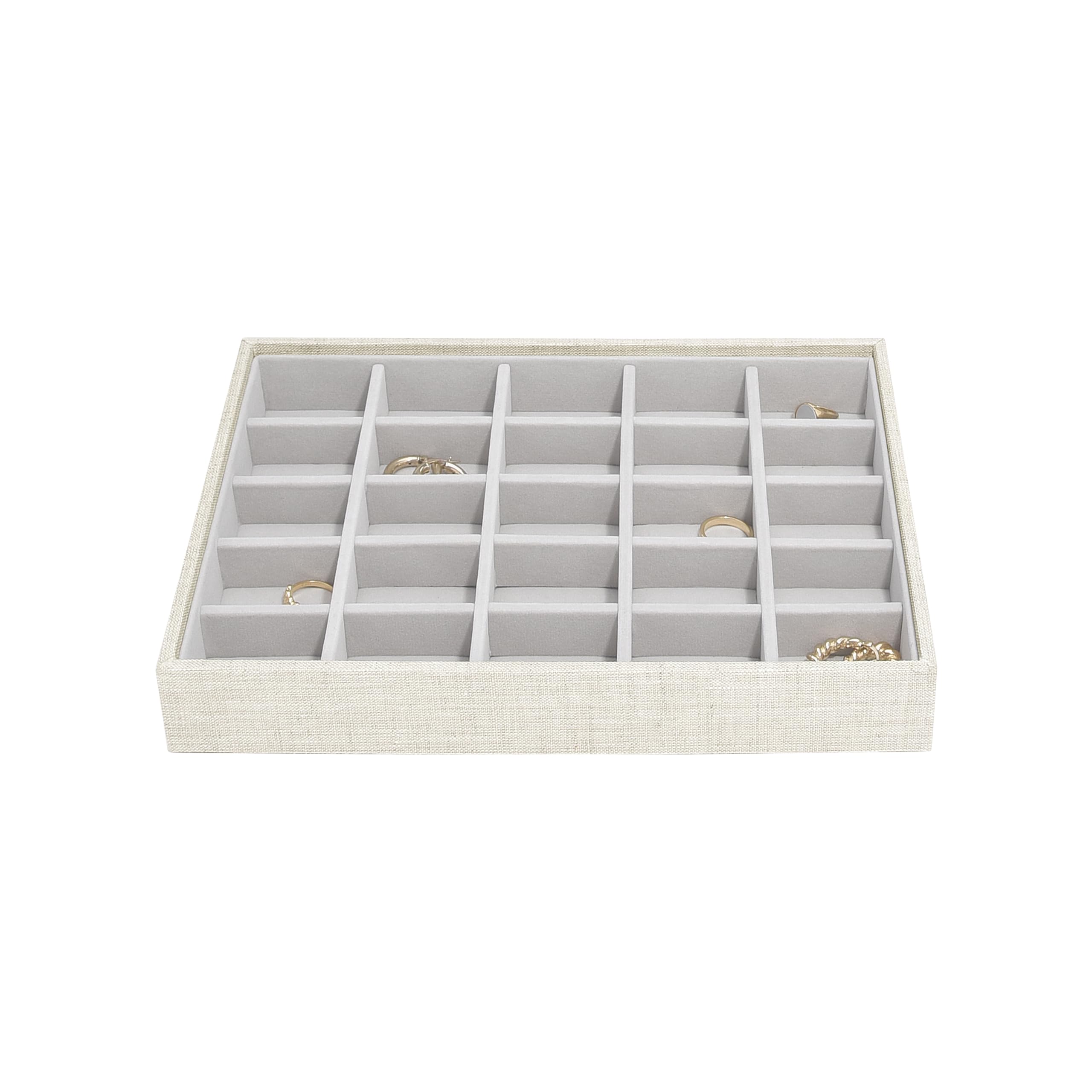 Stackers Oatmeal Linen & Classic Medium Jewelery Box Trinket Layer