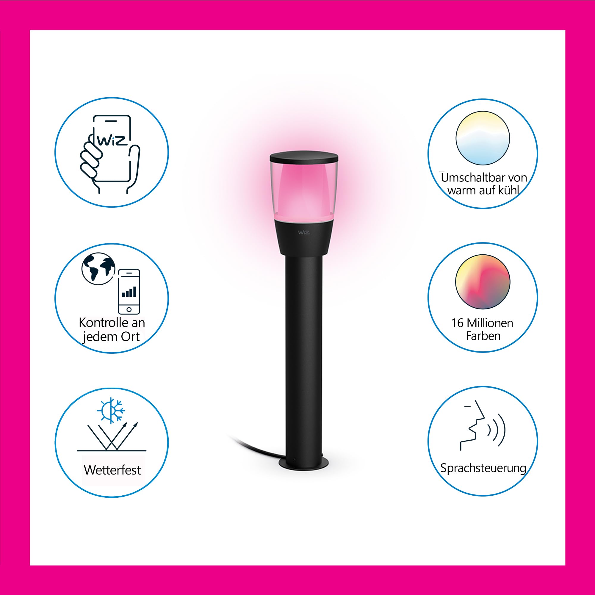 WiZ Tunable White and Color LED Außenleuchte Elpas, dimmbar, warm- bis kaltweiß, 16 Mio. Farben, smarte Steuerung per App/Stimme über WLAN, Erweiterung
