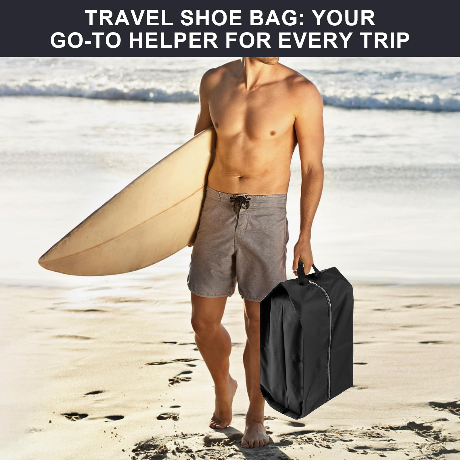 Sacchetti per scarpe da viaggio, confezione da 4 sacchetti per scarpe da viaggio extra resistenti per riporre e imballare, borsa riutilizzabile impermeabile con cerniera liscia, essenziale da viaggio