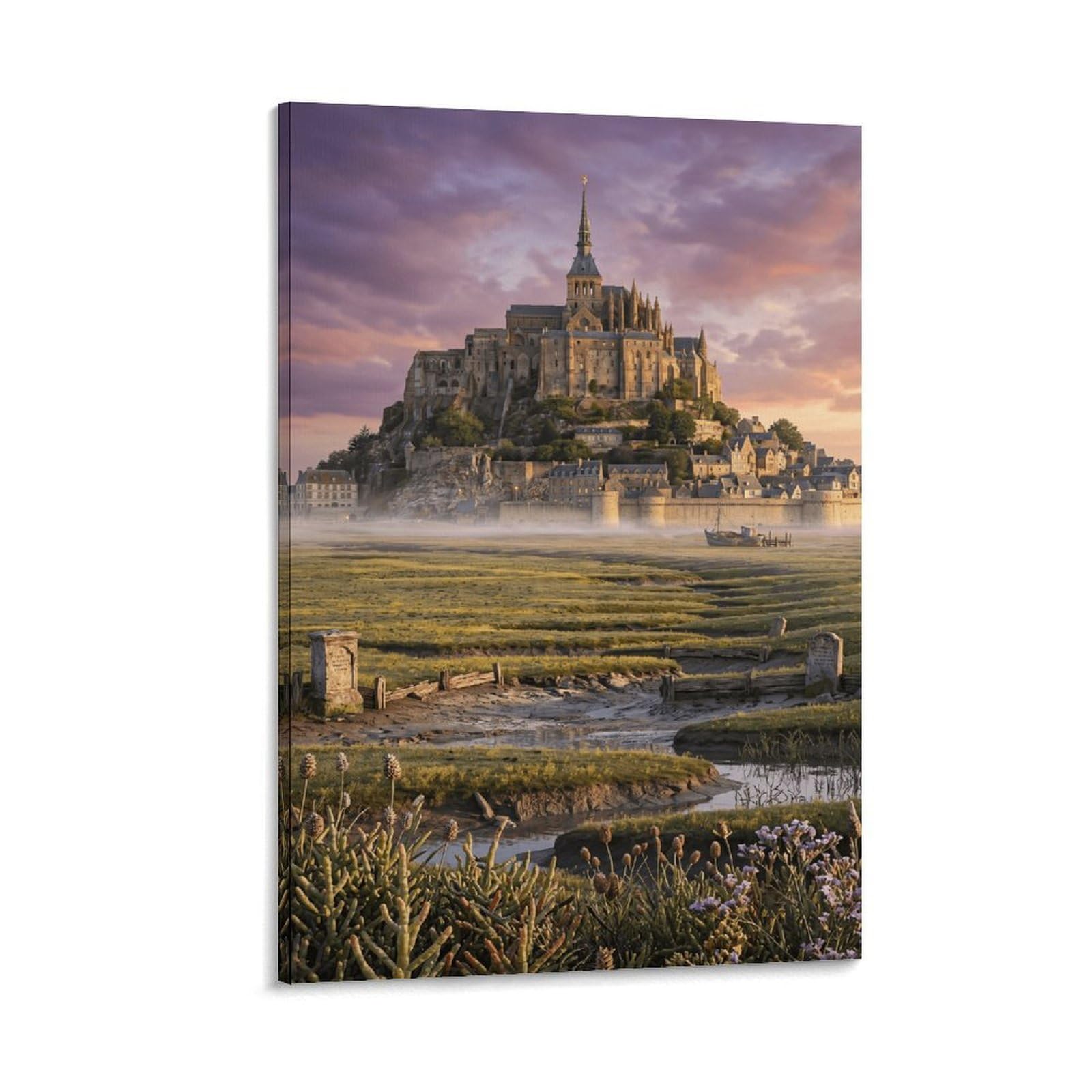 XPASHIQWC Mont Saint-Michel France Poster Artwork Canvas Prints Picture Modern Wall Art Picture Wall Hanging for Home Decorations 12x18inch(30x45cm)