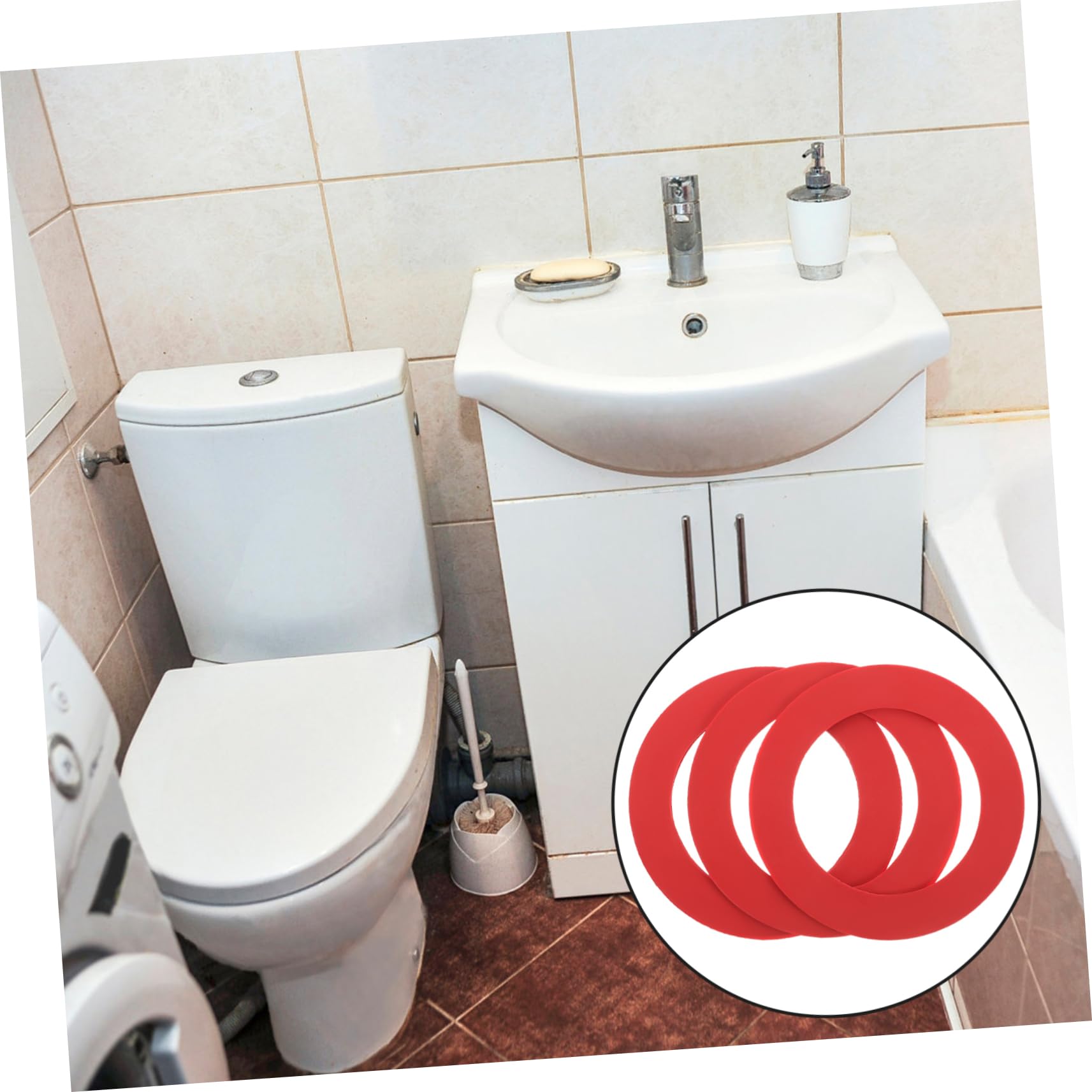 DOITOOL 4 Sätze Gummidichtung Dichtung Für Spülkasten Toilettenspülung Ersatzteile Tankhebel Ventil Innen Dichtungen Für Toilettenwassertanks Zubehör Für Toilettenspülungen Rot 3 Stück * 4