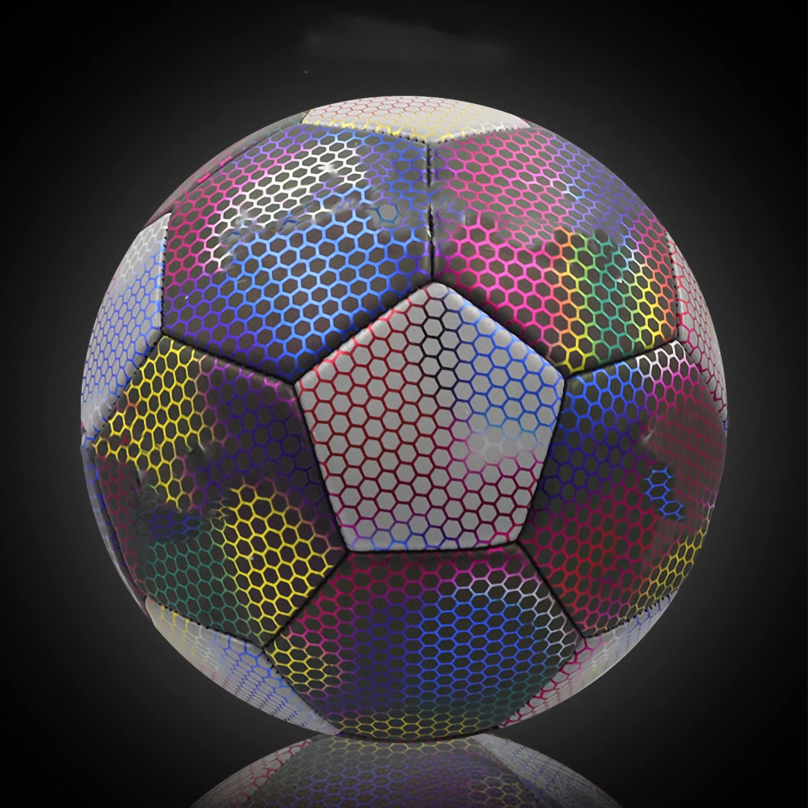 Balón de fútbol Luminoso Reflectante con Bomba,Pelota Fluorescente tamaño 5,Football Juego de Entrenamiento de Partido Nocturno Iluminado para jóvenes,Bola Brillante