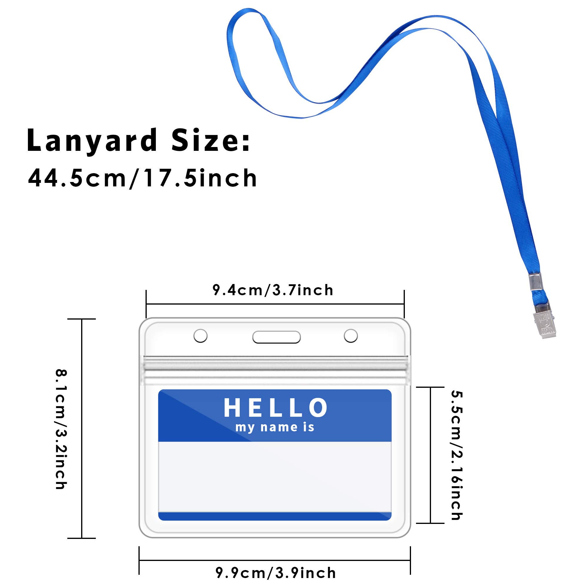 20 Set Porta Tesserino Da Collo Blu - PVC Trasparente Impermeabile, Laccio 44 Cm, Per Eventi, Scuola, Lavoro